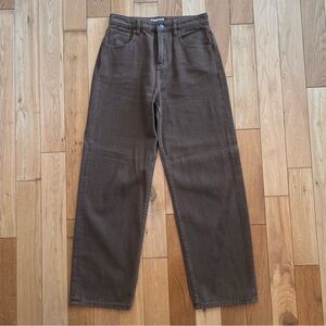 Motel Rocks Womens Brown Wide Leg High Rise Denim Jeans 100% Cotton Size Small